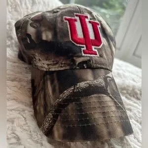 IU collegiate women’s sports ball cap camo hat red letters NWOT great condition Indiana University Hat Hoosier IU Captivating Headgear  main image 3